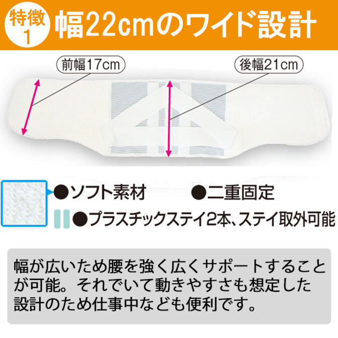 男女兼用の幅広・固定力が強い腰痛ベルト ガード・ソフト