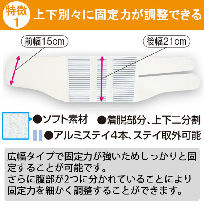 上下で別々に固定力を調整できる腰痛ベルト フォーク・ソフト