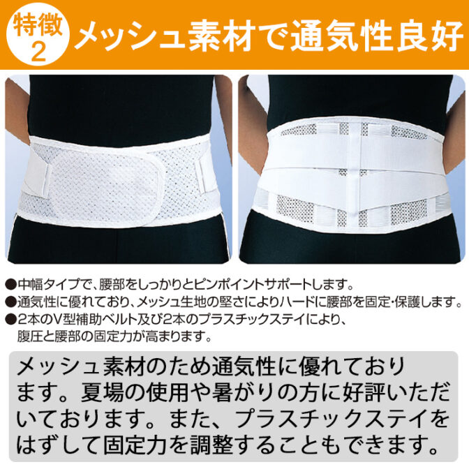 しっかり固定！動きやすい腰痛ベルト スレンダーガード・メッシュ