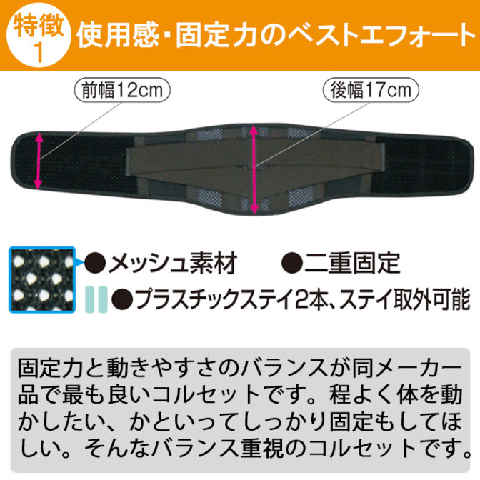 しっかり固定!動きやすい腰痛ベルト スレンダーガード・メッシュ