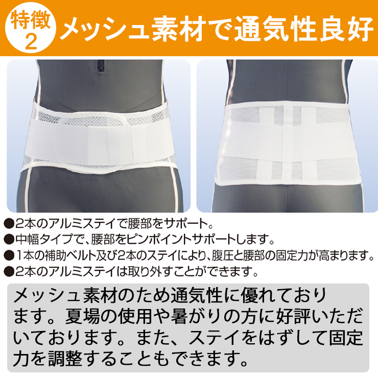 安心ノンホルマリン素材の腰痛ベルト プロフィット・メッシュ