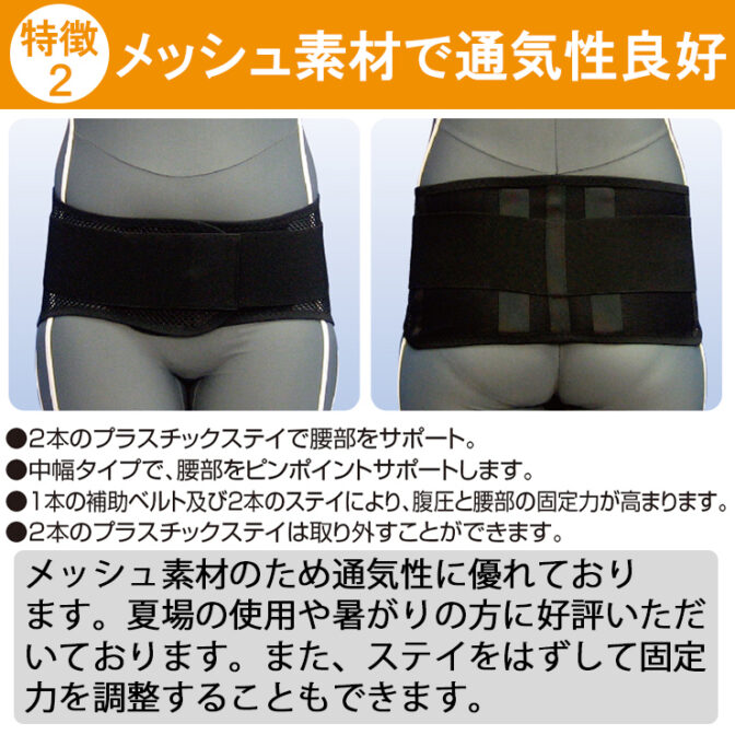 安心ノンホルマリン素材の腰痛ベルト プロフィット・メッシュ
