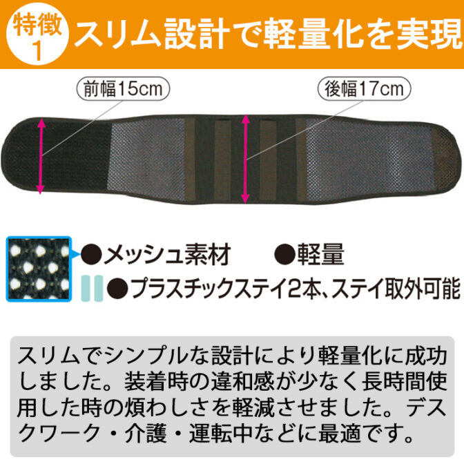 軽くて気軽に使える腰痛ベルト ガードスリム・メッシュ