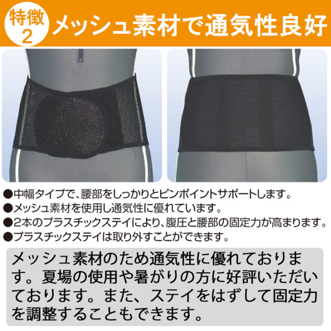 軽くて気軽に使える腰痛ベルト ガードスリム・メッシュ