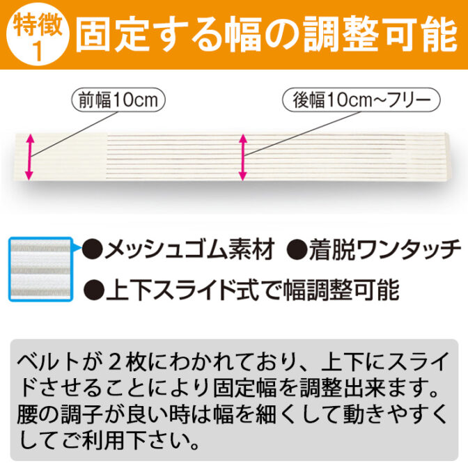 二重ベルトをずらして骨盤と腰椎を同時固定できる腰痛ベルト プラスウエスト・メッシュ